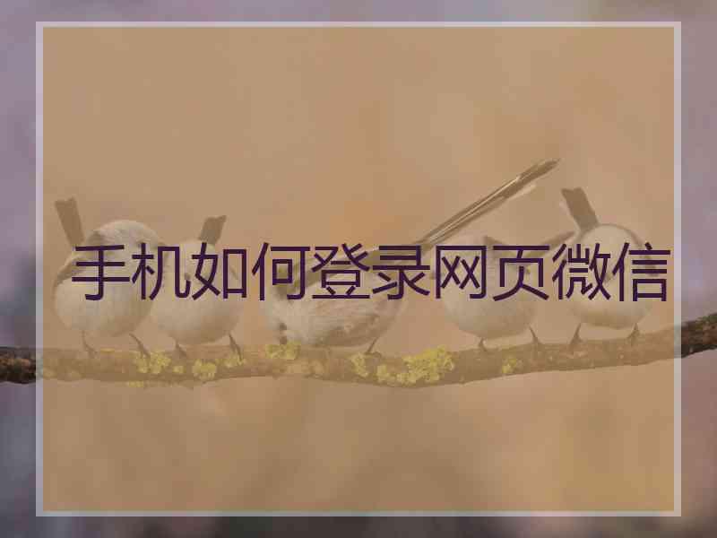 手机如何登录网页微信 手机如何登录网页微信