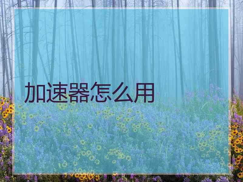 加速器怎么用 加速器怎么用