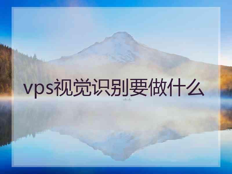 vps视觉识别要做什么 vps视觉识别要做什么