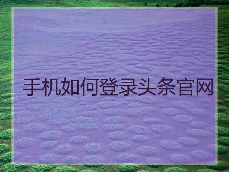 手机如何登录头条官网 手机如何登录头条官网