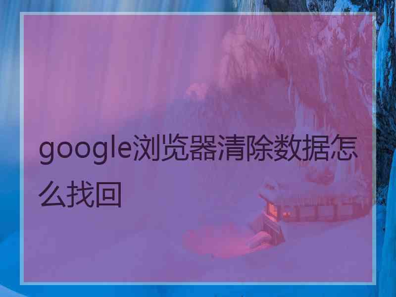 google浏览器清除数据怎么找回