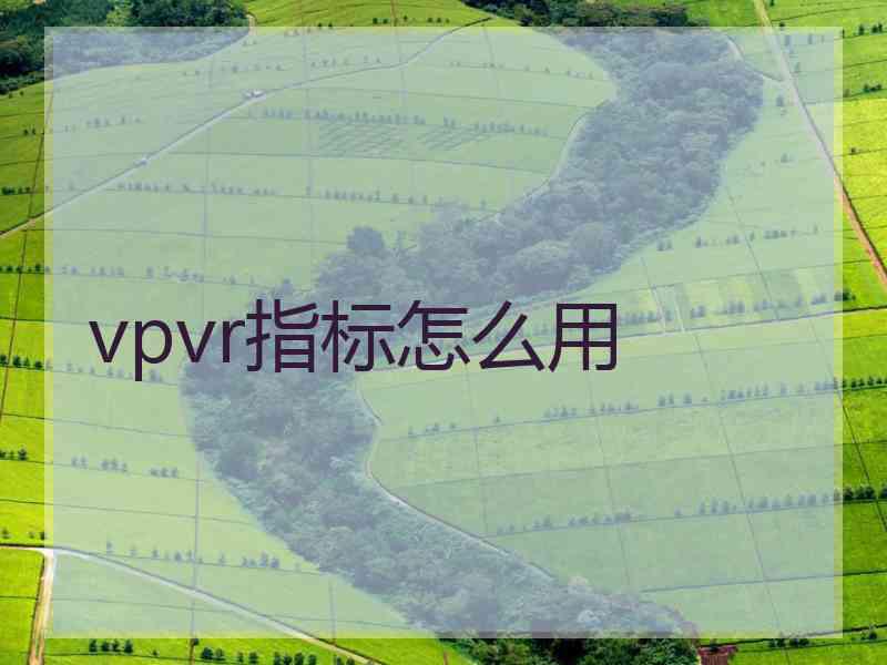 vpvr指标怎么用