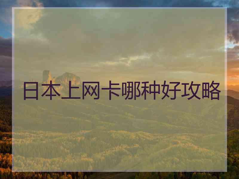 日本上网卡哪种好攻略