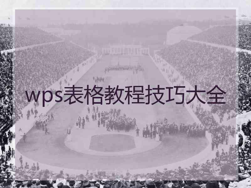 wps表格教程技巧大全
