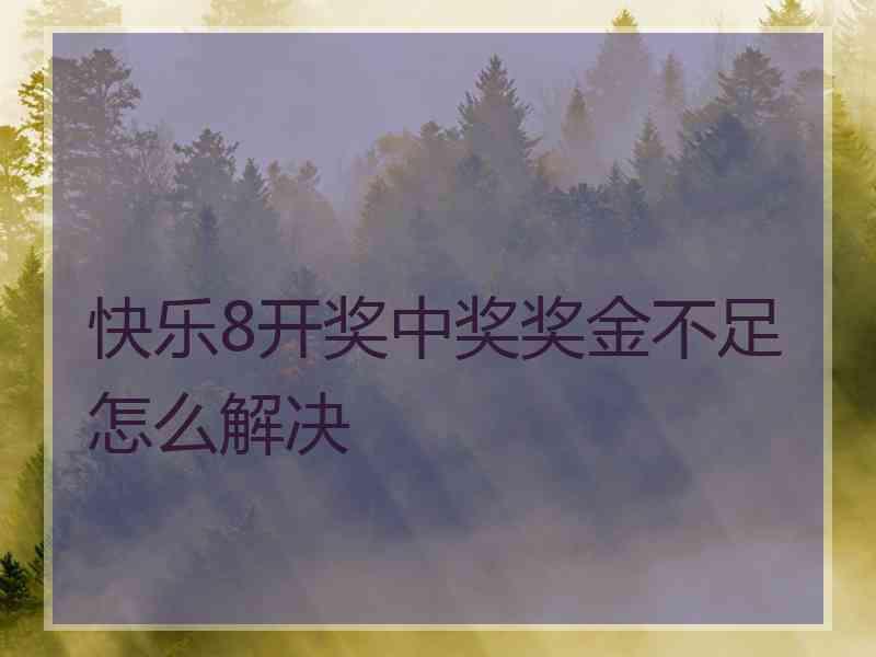 快乐8开奖中奖奖金不足怎么解决