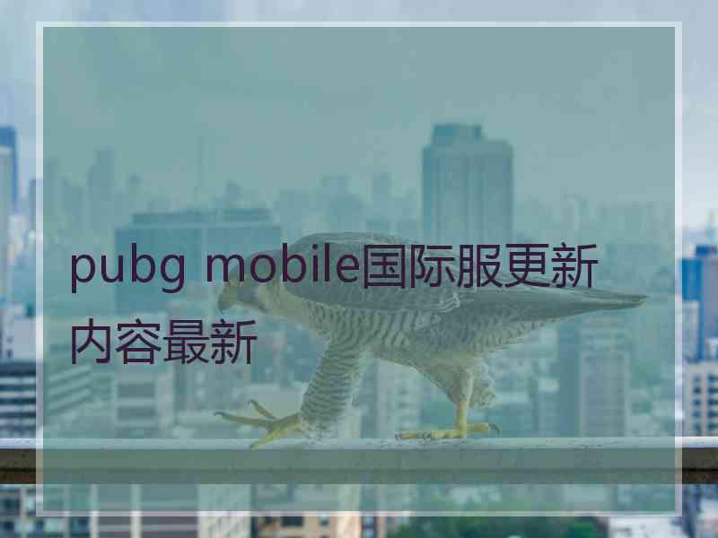 pubg mobile国际服更新内容最新