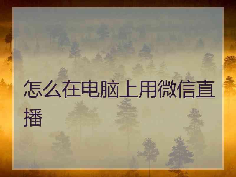 怎么在电脑上用微信直播