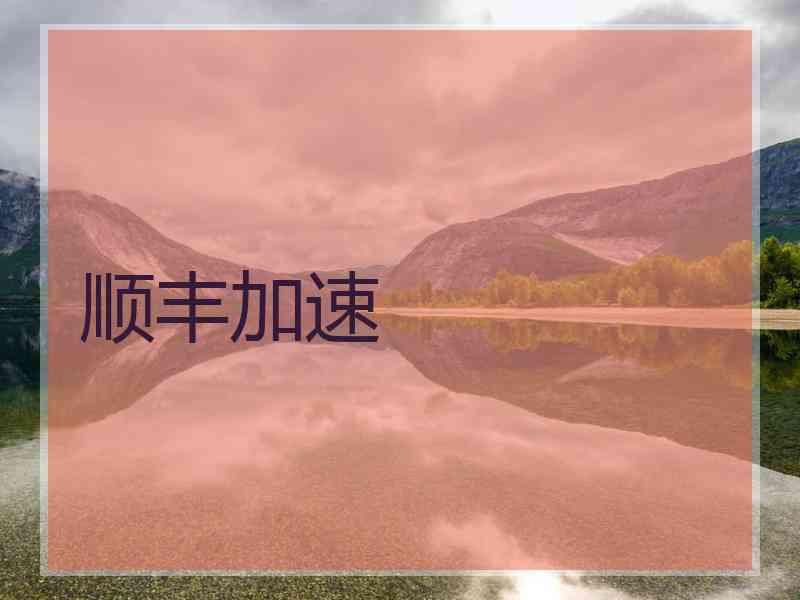 顺丰加速