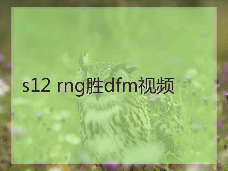 s12 rng胜dfm视频