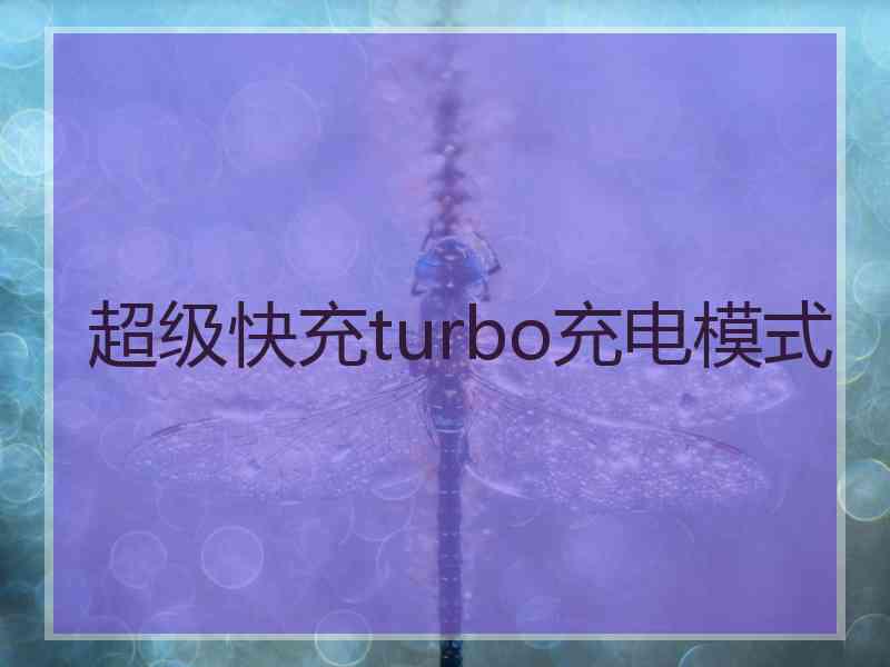 超级快充turbo充电模式