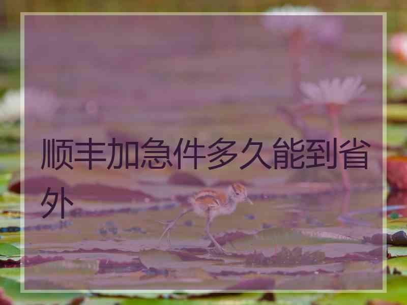 顺丰加急件多久能到省外