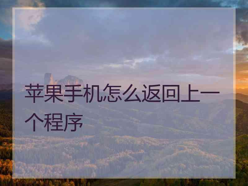 苹果手机怎么返回上一个程序