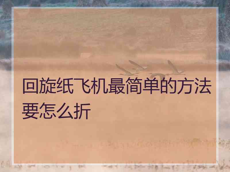 回旋纸飞机最简单的方法要怎么折