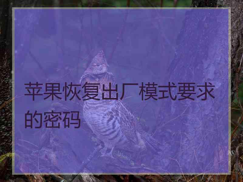 苹果恢复出厂模式要求的密码