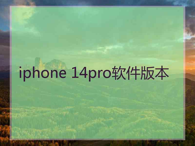 iphone 14pro软件版本