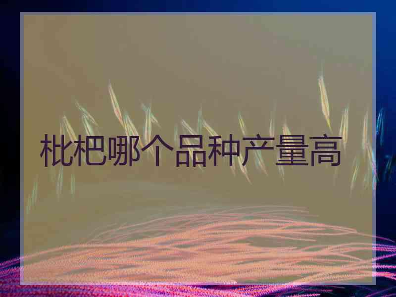 枇杷哪个品种产量高