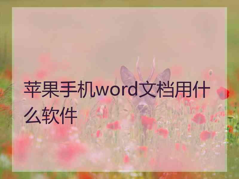 苹果手机word文档用什么软件