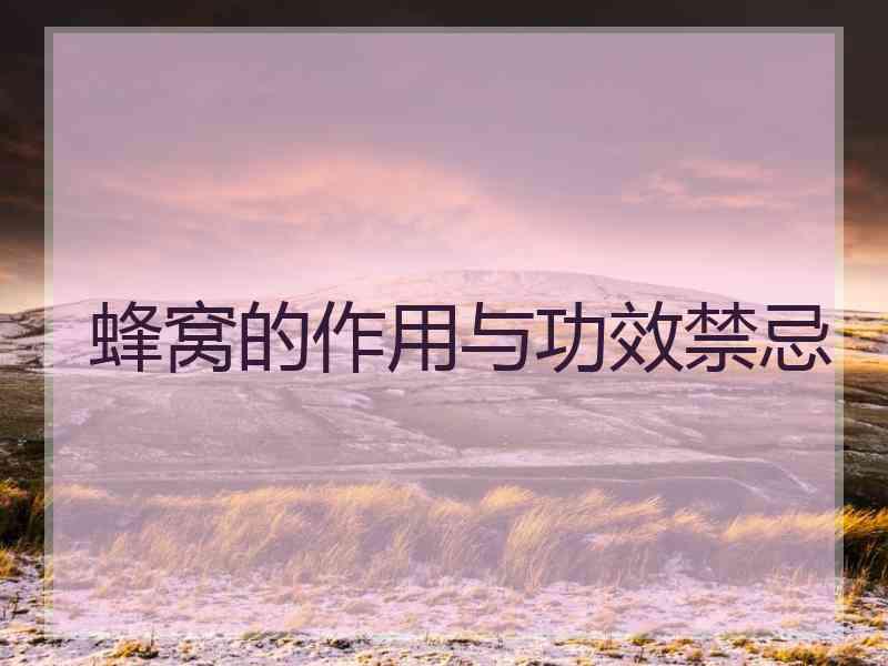 蜂窝的作用与功效禁忌
