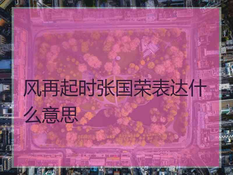 风再起时张国荣表达什么意思