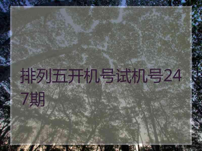 排列五开机号试机号247期