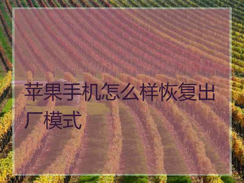 苹果手机怎么样恢复出厂模式