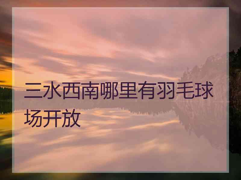 三水西南哪里有羽毛球场开放