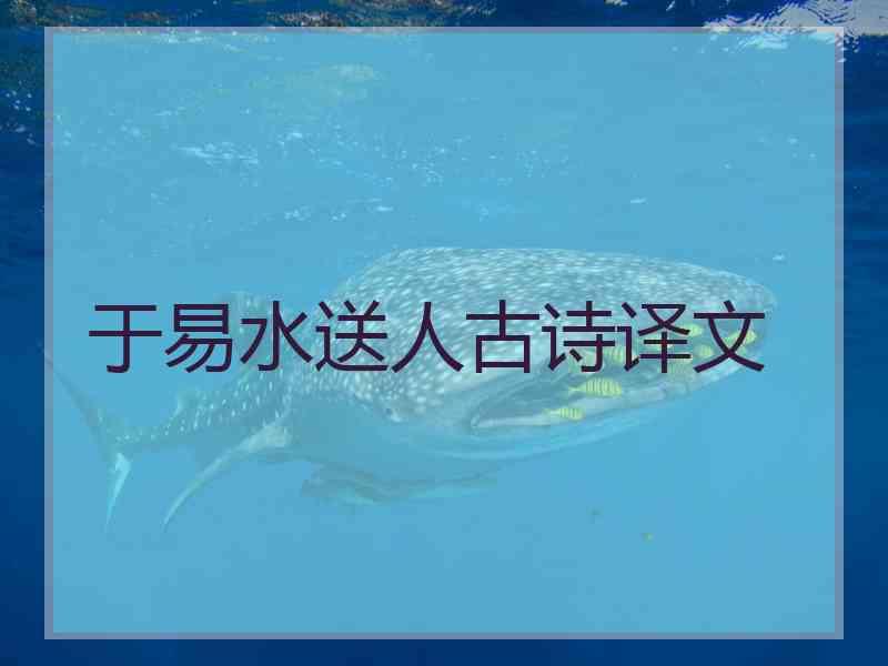 于易水送人古诗译文