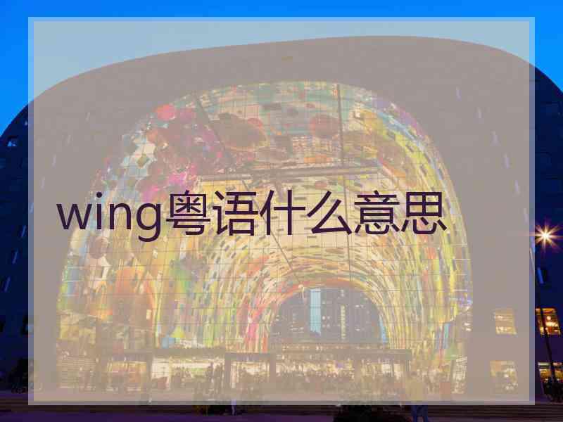 wing粤语什么意思