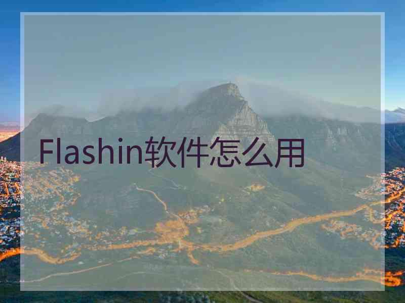 Flashin软件怎么用