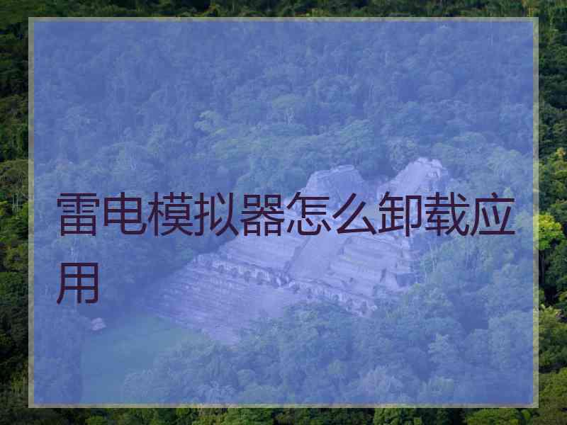 雷电模拟器怎么卸载应用