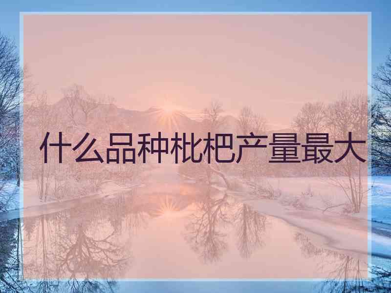 什么品种枇杷产量最大