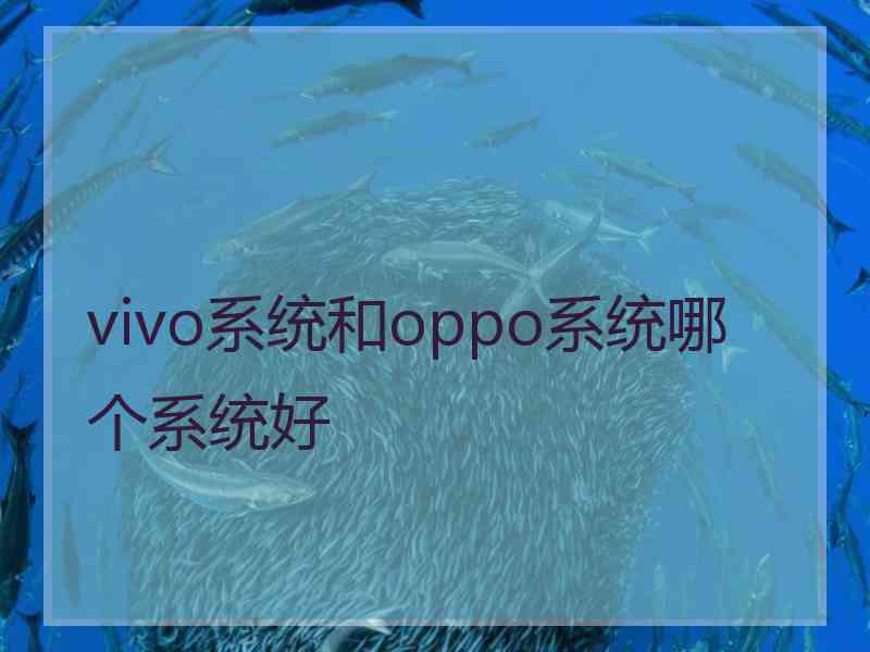 vivo系统和oppo系统哪个系统好