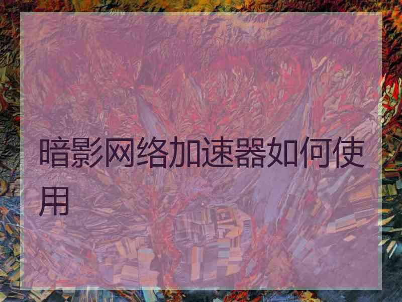 暗影网络加速器如何使用