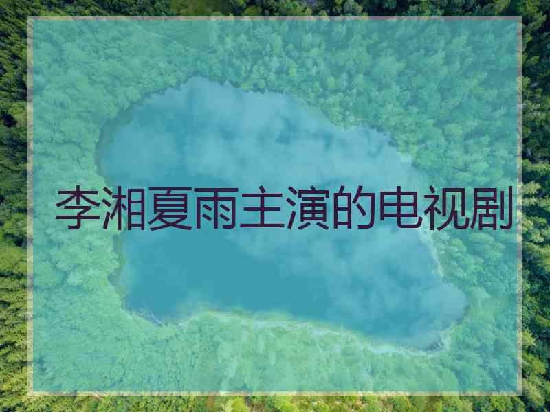 李湘夏雨主演的电视剧