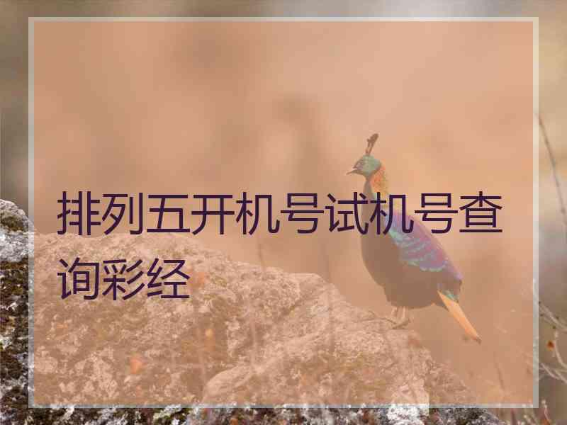 排列五开机号试机号查询彩经