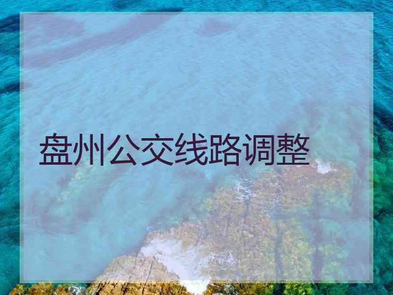 盘州公交线路调整
