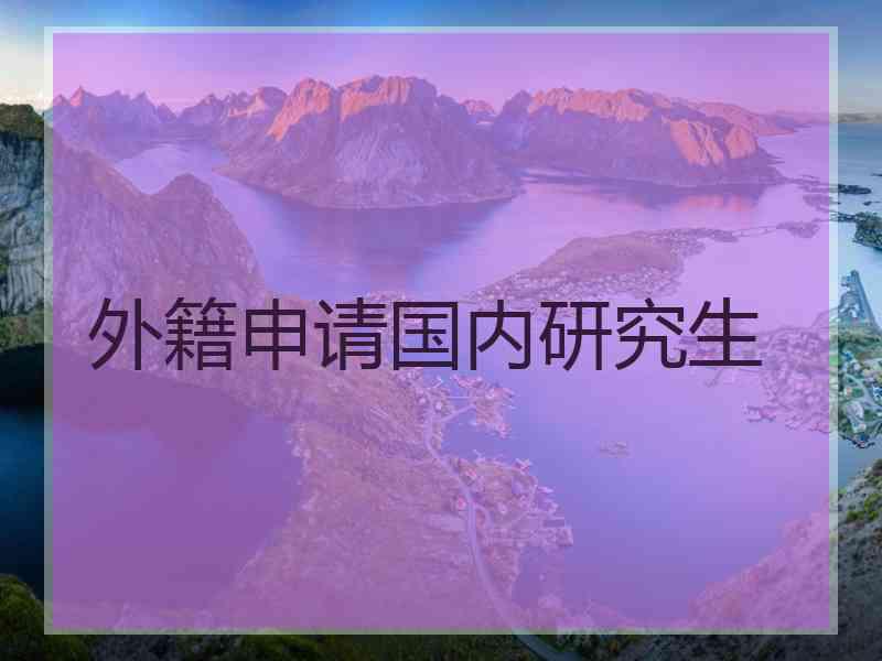 外籍申请国内研究生