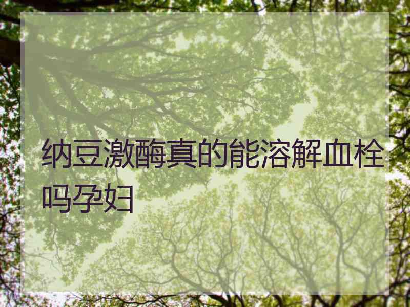 纳豆激酶真的能溶解血栓吗孕妇