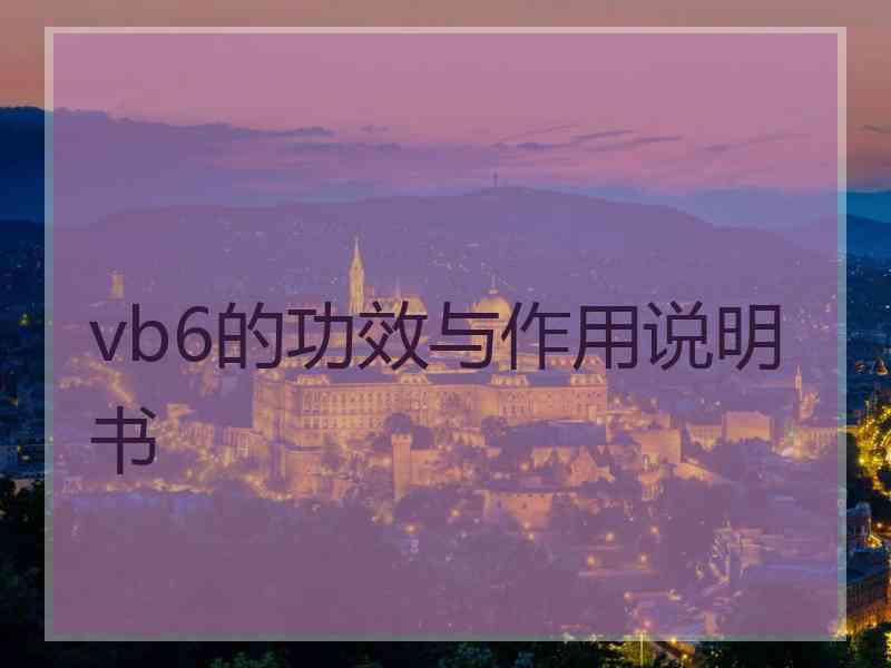 vb6的功效与作用说明书