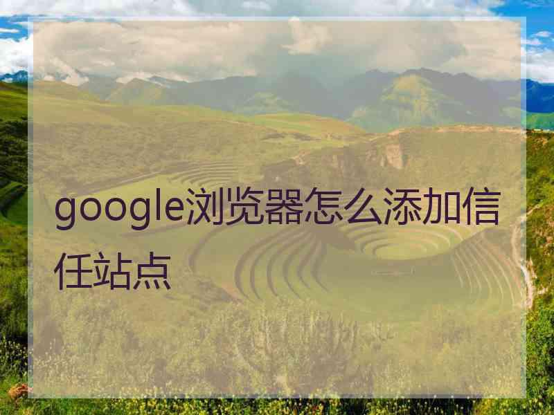 google浏览器怎么添加信任站点