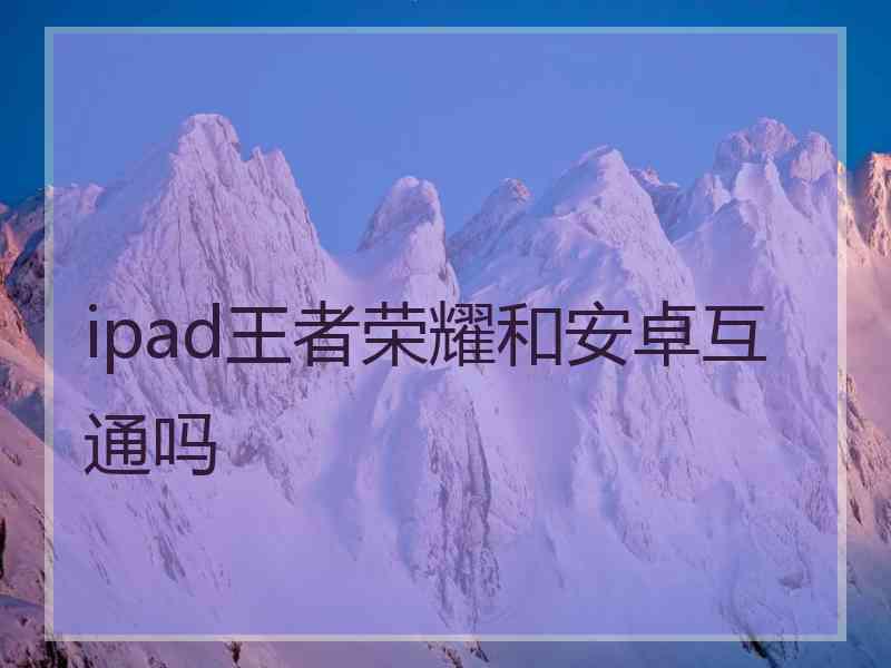 ipad王者荣耀和安卓互通吗