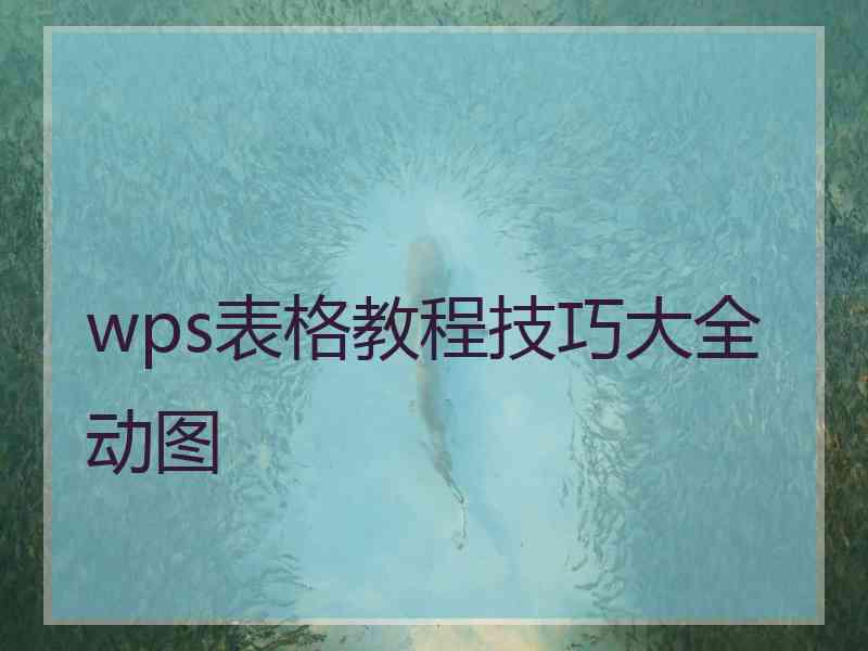 wps表格教程技巧大全动图