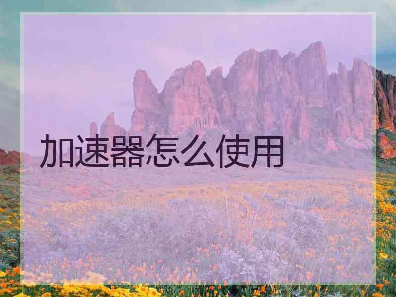 加速器怎么使用