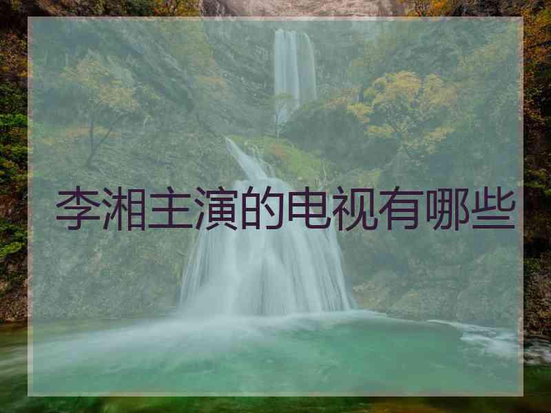 李湘主演的电视有哪些