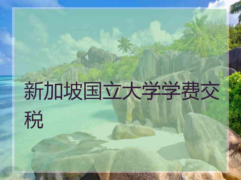 新加坡国立大学学费交税